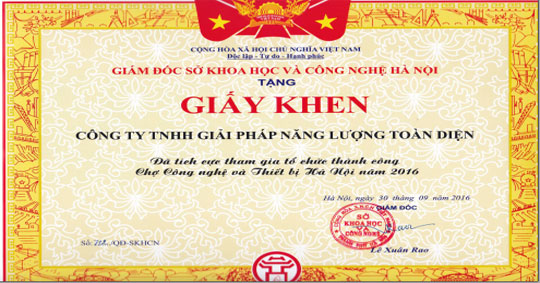 Toàn Diện được tặng giấy khen